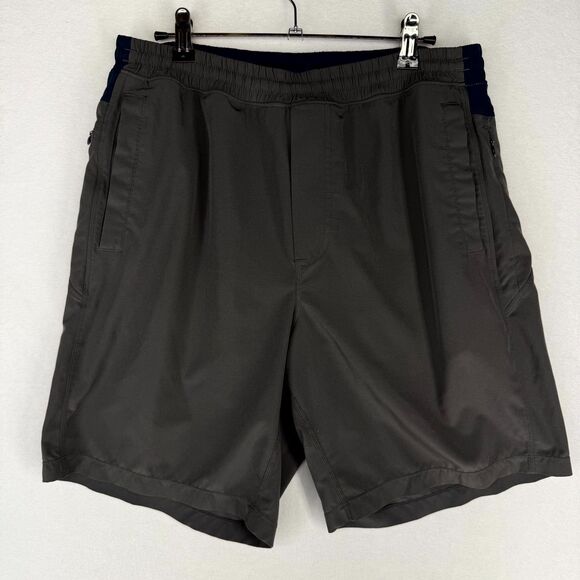 birddogs Lined Athletic Shorts Mens Gray Blue Elastic Waist Draw String Logo M - Picture 1 of 11